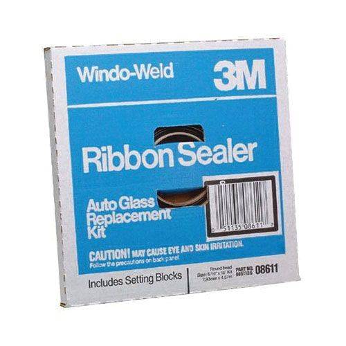 3/8 in x 15 ft 3M Windo-Weld Round Ribbon Sealer Black Butyl Rubber Roll 